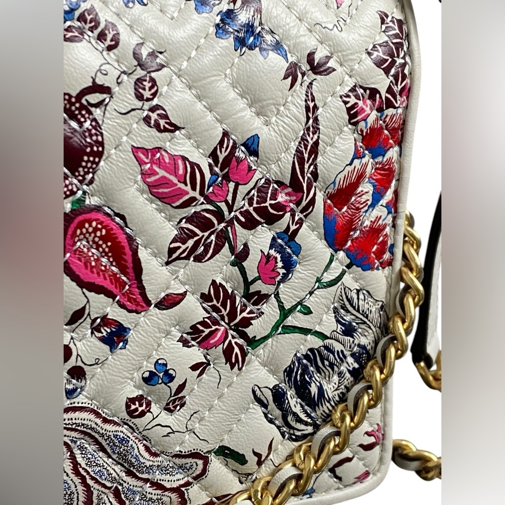 Tory Burch Like New Fleming Quilted Floral Crossbody Clutch Multi Happy … - Picture 6 of 12